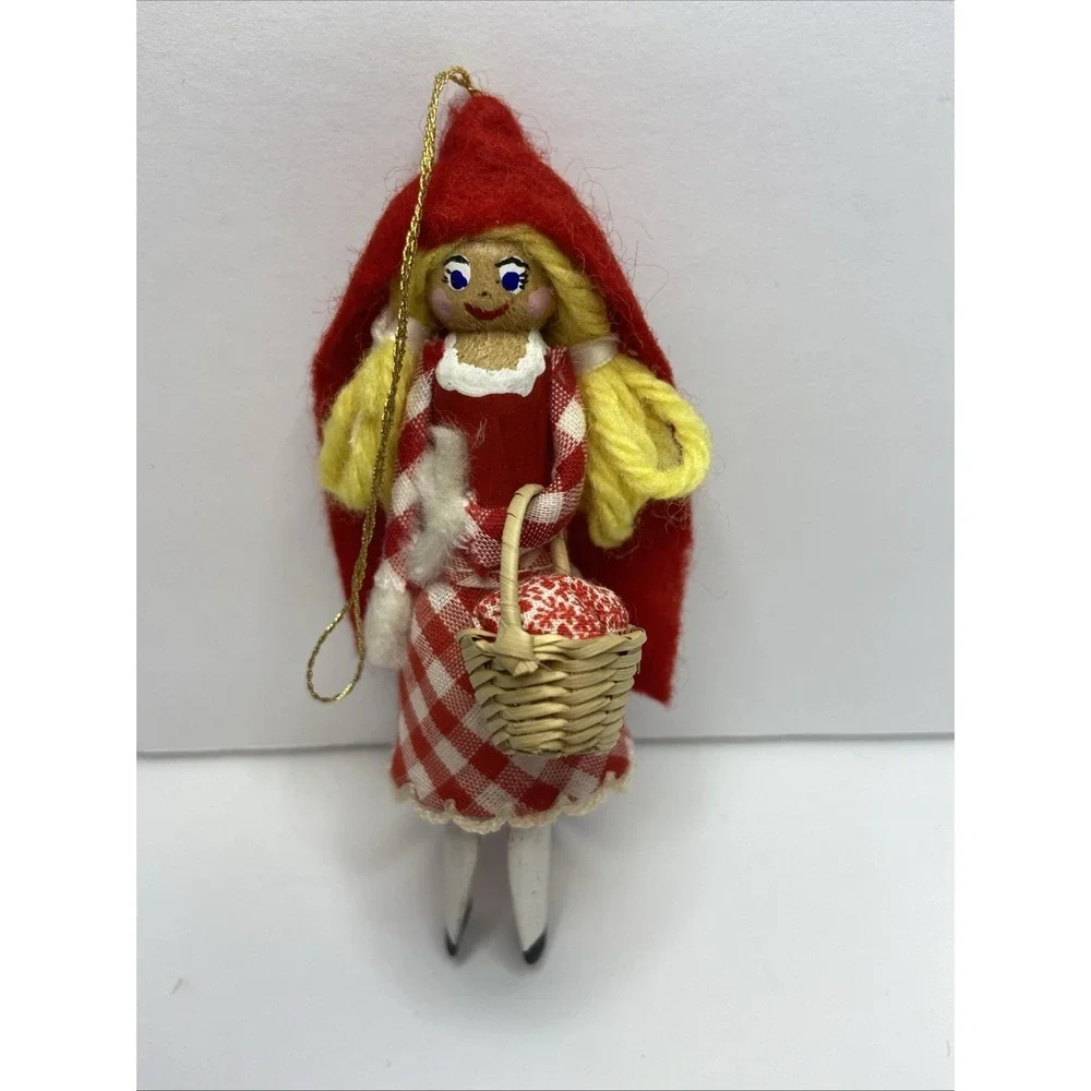 Vintage Christmas Ornaments Metal‎ Snowflake & Wooden/Cloth Red Riding Hood